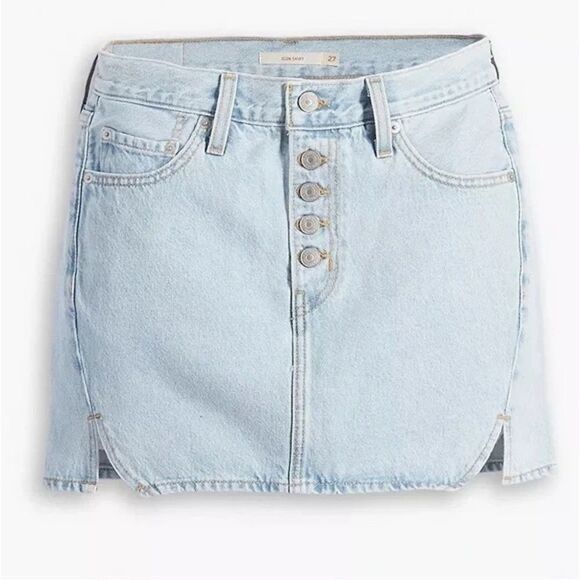 Levi’s Icon Mid Rise Skirt In Light Blue - Picture 4 of 7